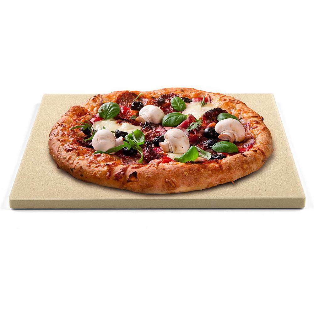 Cook N Home 16 in. x 14 in. x 58 in. Cream Rectangular Thick Pizza Grilling Baking Stone 02663