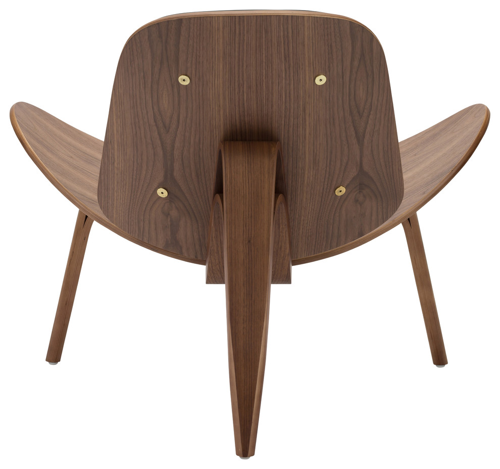 Nuevo Artemis Leather Accent Chair in Walnut and White   Midcentury   Armchairs And Accent Chairs   by Homesquare  Houzz