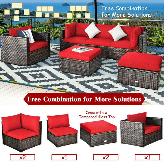 Costway 43698701 6 Pcs Patio Rattan Furniture Set ...