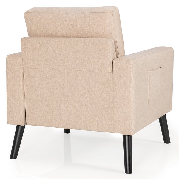 Modern Accent Armchair Upholstered Single Sofa Chair w/ 2-Side Pockets - See Details