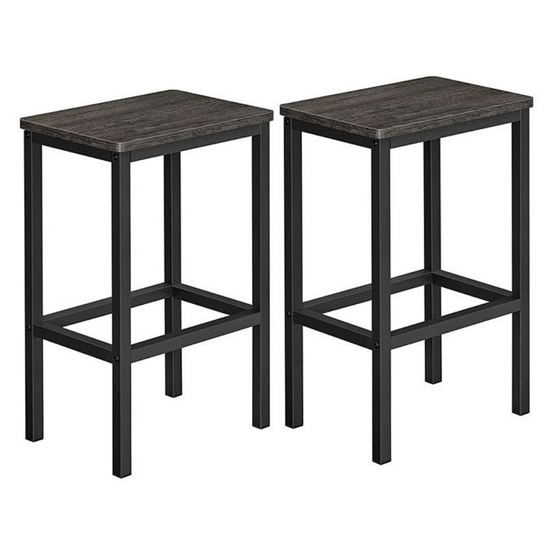 BreeBe Set of 2 Charcoal Gray and Black Bar Stools