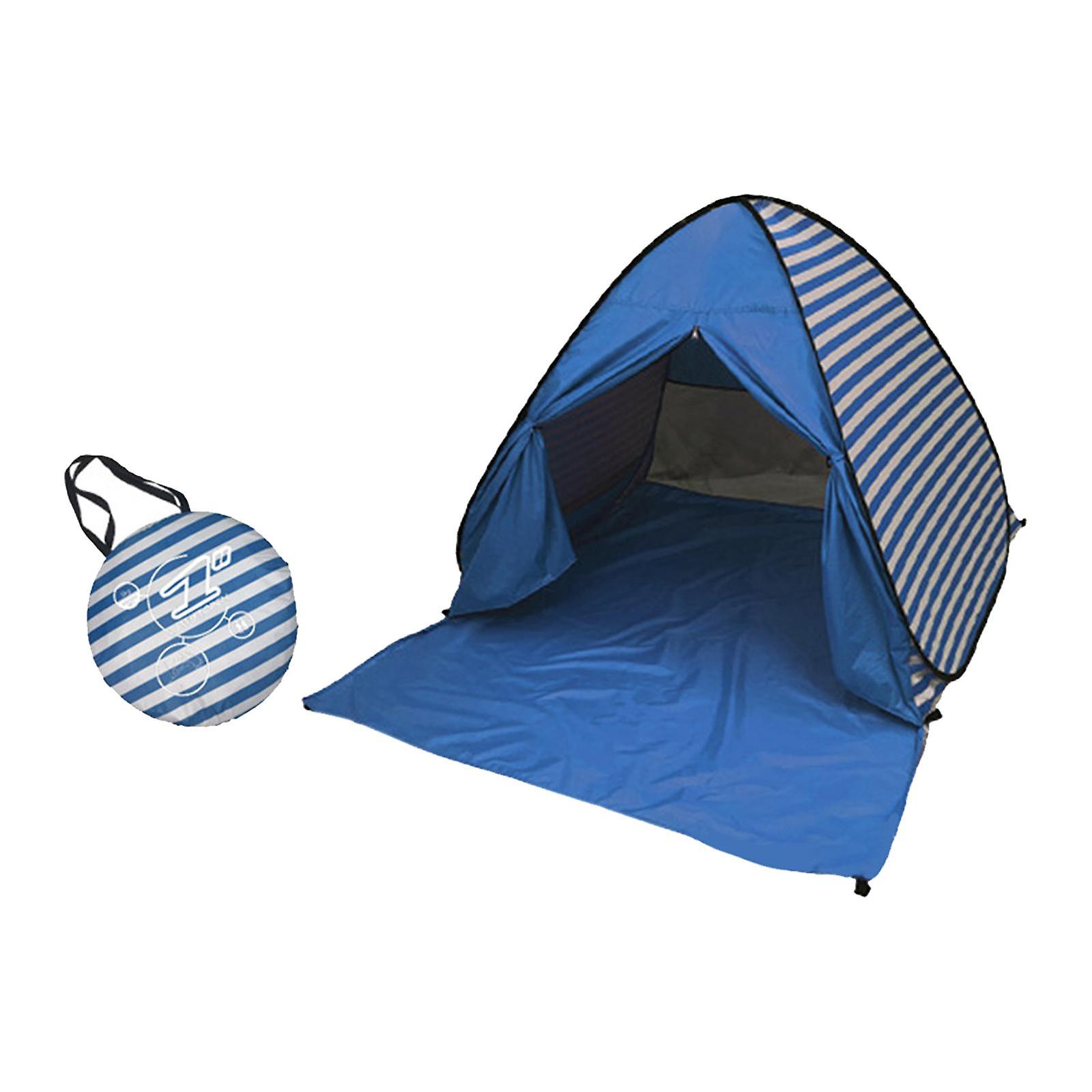 Beach Tent Easy Set Up Pop Up Tent For Fishing Family Camping Mountaineering Deep Blue Stripes L