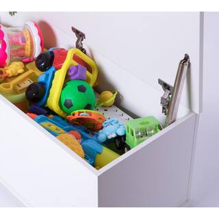 Basicwise Large Storage Toy Box with Soft Closure Lid Wooden Organizing Furniture Storage Chest White QI003458.W