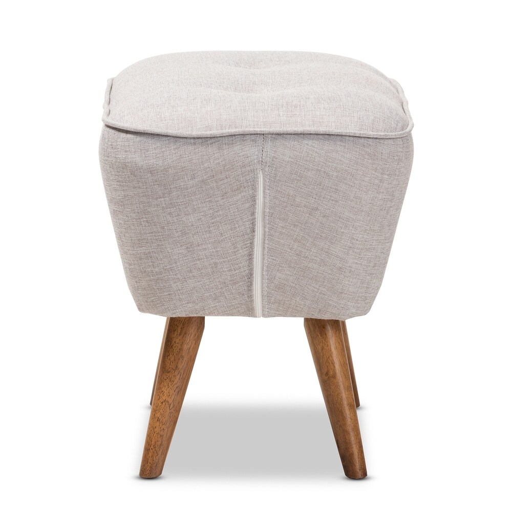 Mid Century Fabric Upholstered Ottoman by Baxton Studio