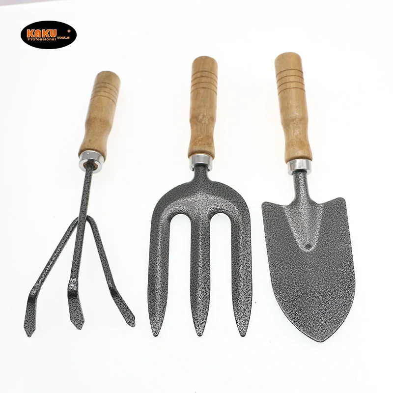 KAKU Factory Wholesale Mini Garden Shovel Rake Spade Hand Tools Home 3pcs Garden Tools Set