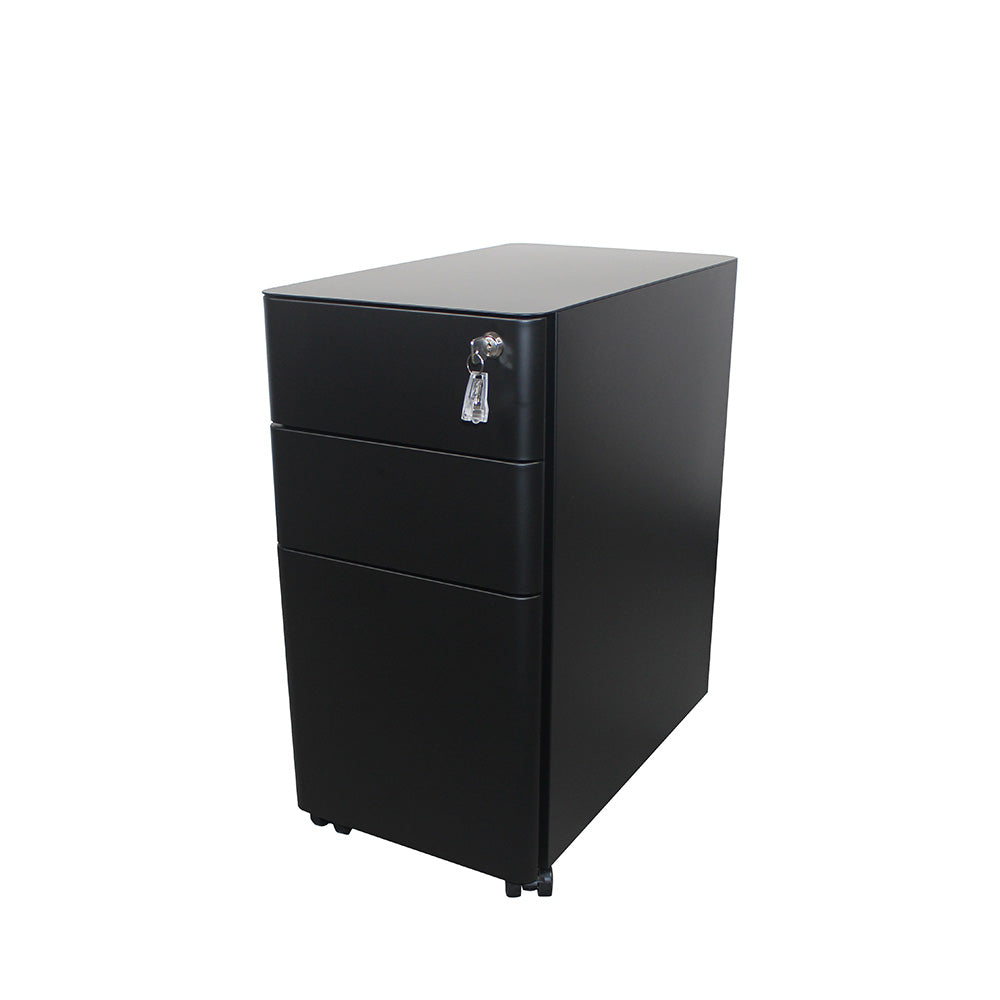 MARLO 3 Drawer Slim Mobile Cabinet - Black