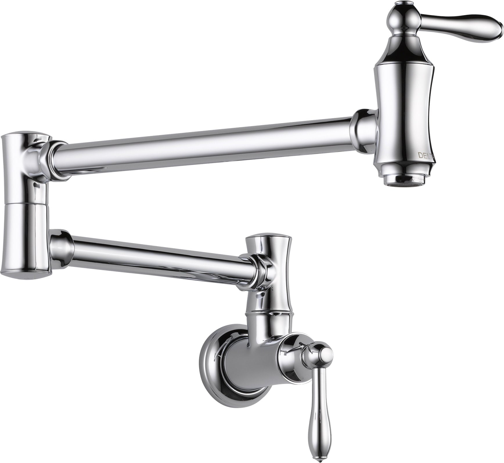 Delta Faucets Victorian Dual Swing Pot Filler Wall Faucet， Chrome | 1177LF