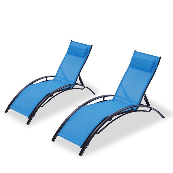 2PCS Set Chaise Lounges， Outdoor Lounge Chair， Recliner Chair