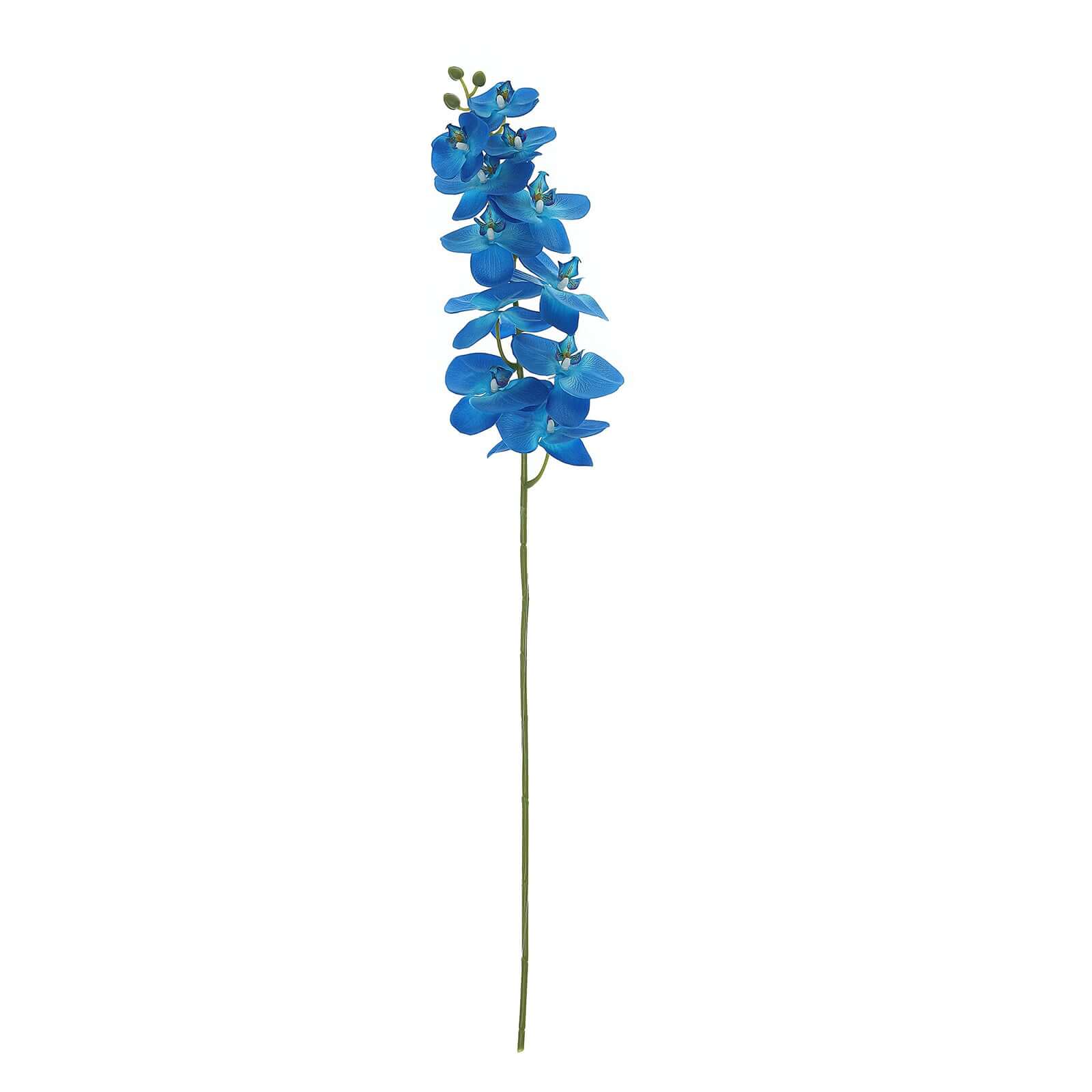 2 Stems Royal Blue Artificial Silk Orchid Flower Bouquets 40