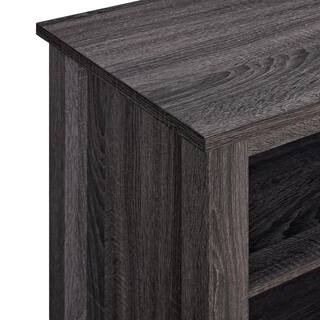 Walker Edison Furniture Company 70 in. Wood Media TV Stand Console with Fireplace - Charcoal HD70FP18CL