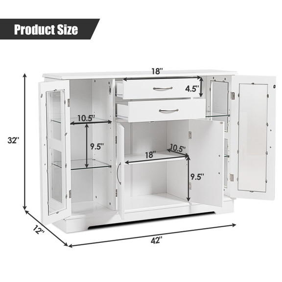 Costway 25607938 Buffet Storage Cabinet Console Cu...