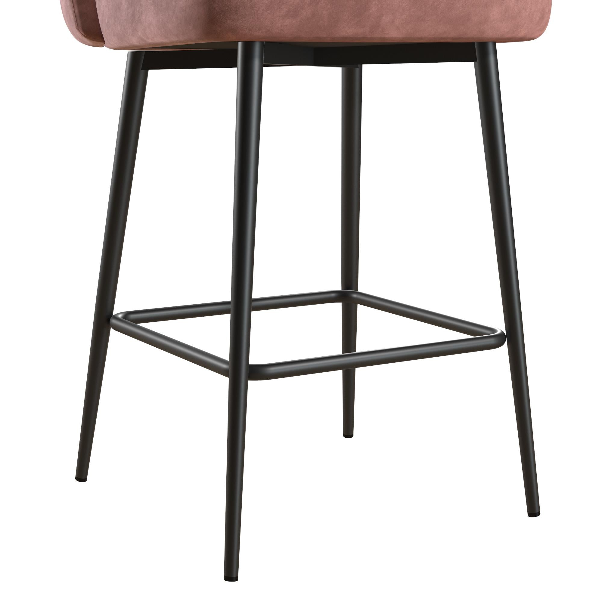 CosmoLiving by Cosmopolitan Alexi 24Counter Height Bar Stool， Dark Blush Pink Velvet