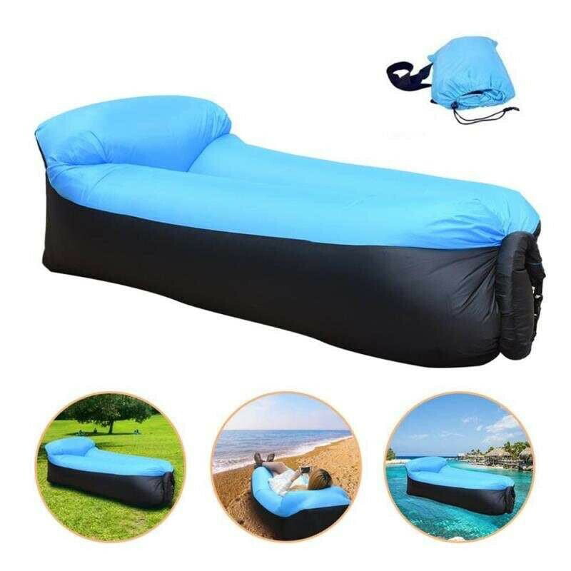 Cool Home Goods Inflatable Airchair Lounger Sofa， Waterproof Ripstop Nylon for Pool Float， Beach， Festival， Backyard and Outdoor Use， Lightweight and Portable-Blue