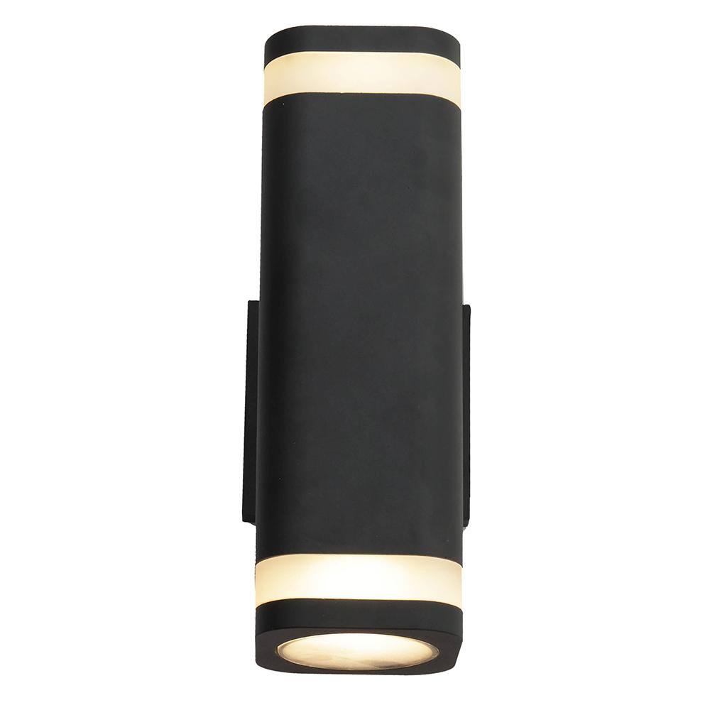 SMRTLite by NBG HOME 11 in. Black Integrated LED Outdoor Wall Sconce with Frosted Acrylic DS18920