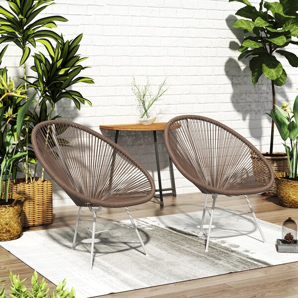 Corvus Sarcelles Acapulco Modern Wicker Bistro Chairs(Set of 2)