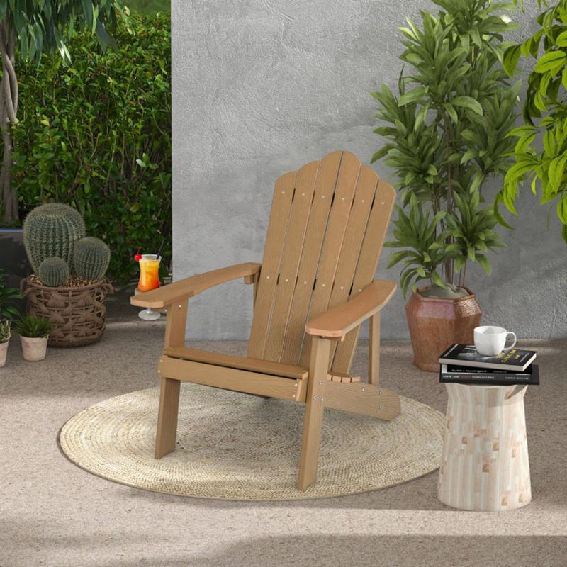 Hivago Weather Resistant HIPS Outdoor Adirondack Chair with Cup Holder