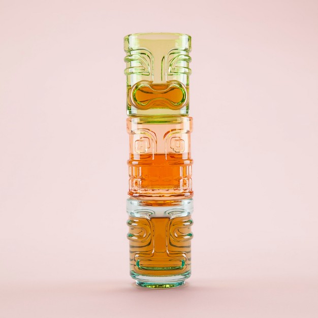 True Zoo Tiki Shot Glasses For Cocktails Stackable Tropical Glassware Shot Glass Set Tiki Colored Glass Holds 2 Ounces Multicolor Set Of 3