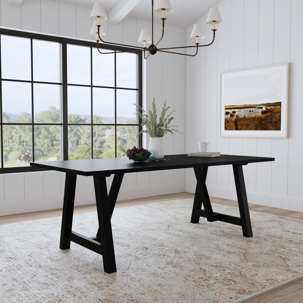 Trestle Black Wood Dining Table   82\