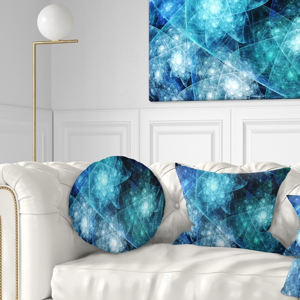 Designart 'Blue Rotating Polyhedron' Abstract Throw Pillow