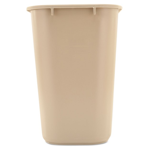 Rubbermaid Commercial Deskside Plastic Wastebasket Rectangular 7 Gal Beige 295600bg