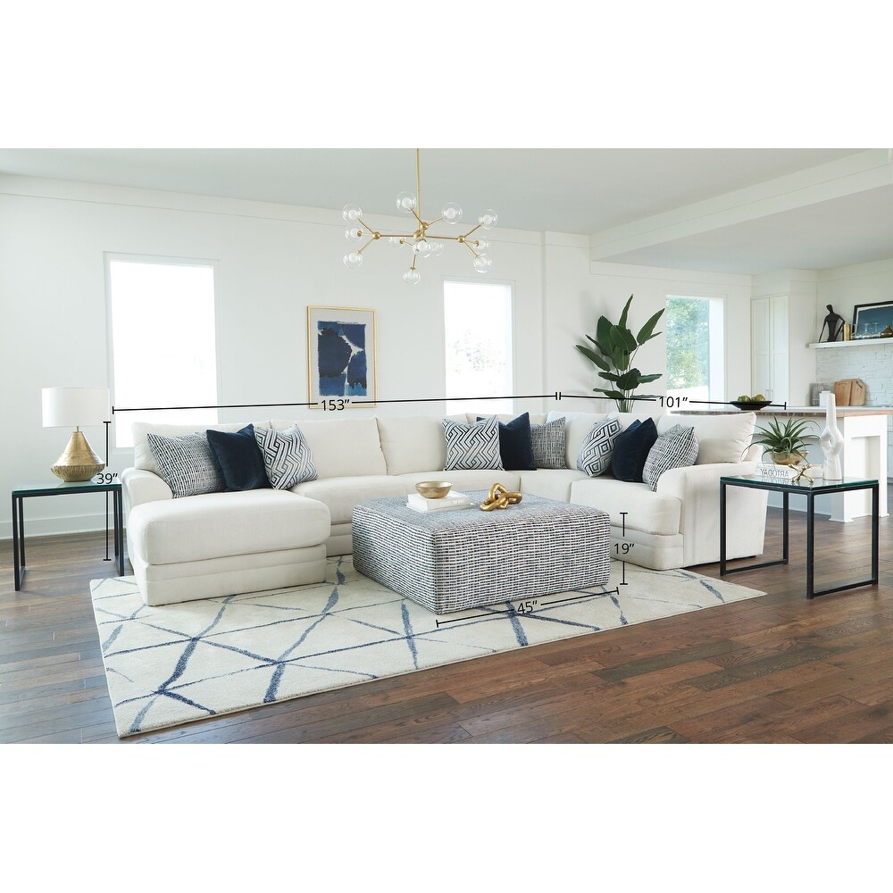 Pearson 4 Piece Fabric Sectional Chaise with Ottoman  Natural