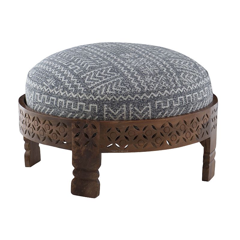 Linon Geometric Round Ottoman