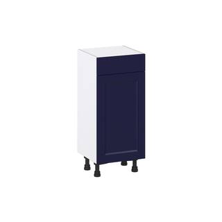 J COLLECTION 15 in. W x 14 in. D x 34.5 in. H Devon Painted Blue Shaker Assembled Shallow Base Kitchen Cabinet with a Drawer DSB1514(LR)-DV