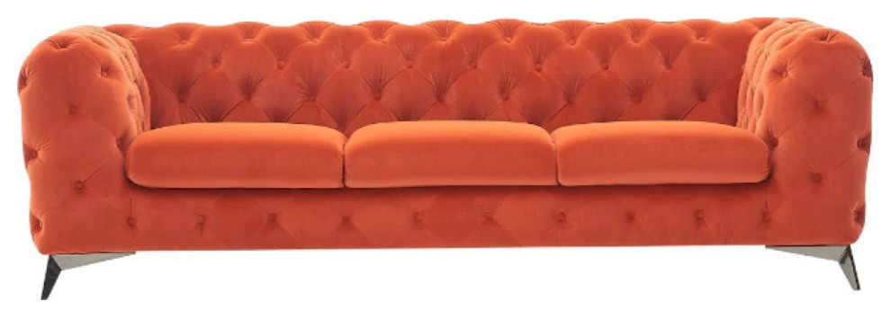 Slader Modern Orange Fabric Sofa Set   Contemporary   Living Room Furniture Sets   by Rustic Home Furniture Deco  Houzz