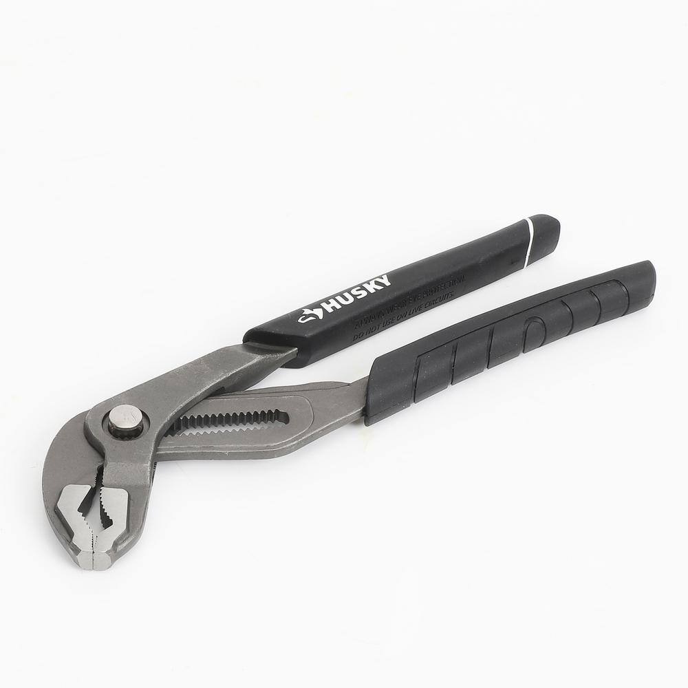 Husky 10 in. Quick Adjusting Groove Joint Pliers with Curved Jaw 90141