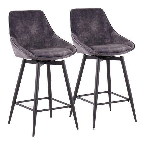 Carson Carrington Alba Counter Stool with Black Metal Base and Square Footrest (Set of 2)