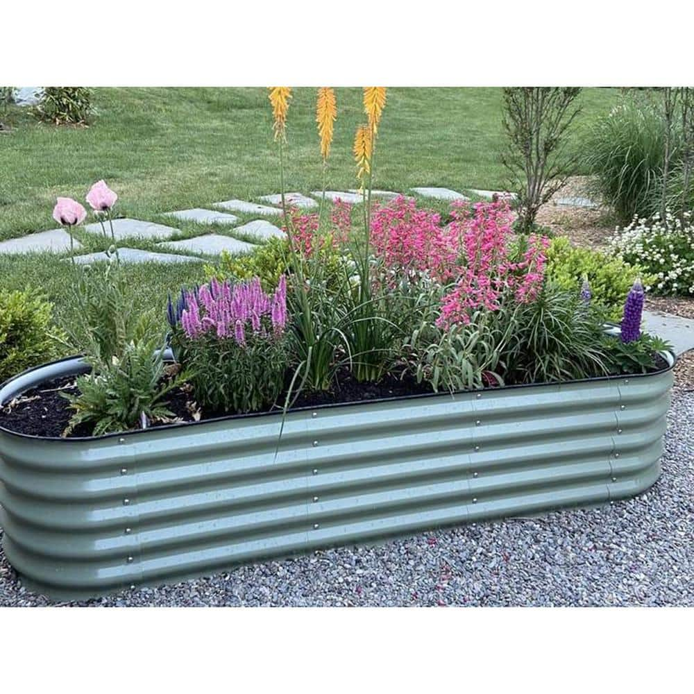 vego garden 17 in. Tall 6-In-1 Modular Olive Green Metal Raised Garden Bed Kit VB6N117G