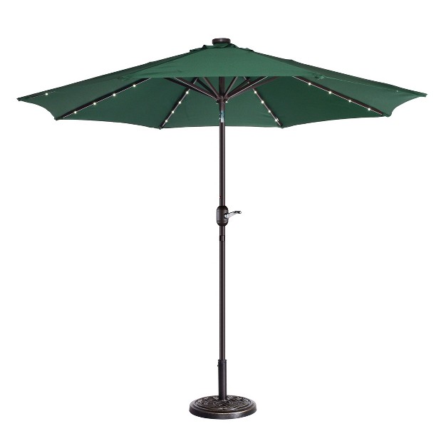 Nature Spring 9 x27 Tilting Freestanding Patio Umbrella With Solar Led Lights Green