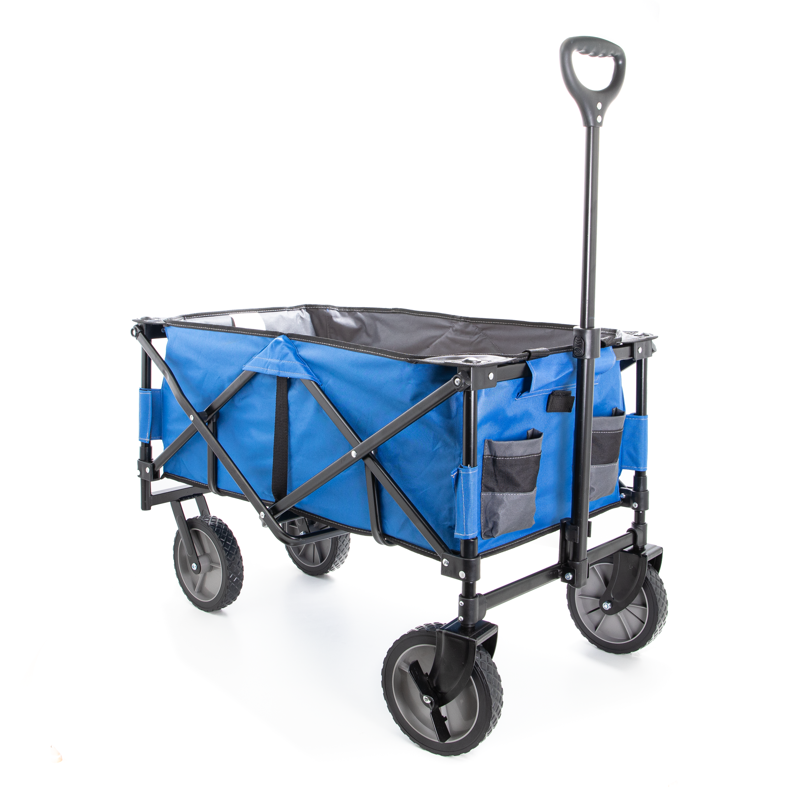 Collapsible Storage Cart, Folding Utility Wagon, Holds up to 176 lbs., Blue