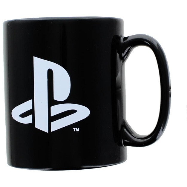 Games Alliance Playstation Logo And Icons Black Ceramic Coffee Mug