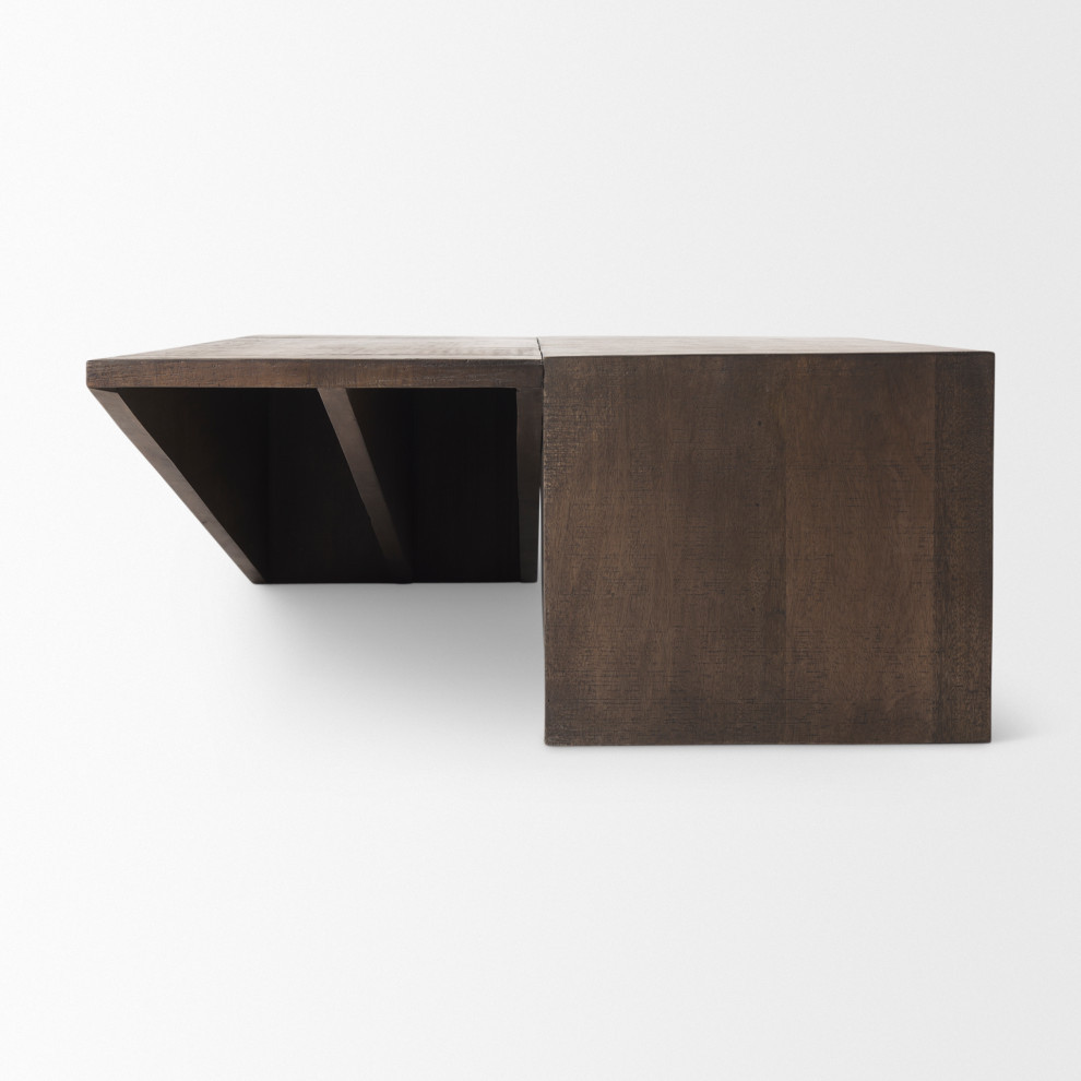 West Medium Brown Solid Wood Angled Coffee Table   Transitional   Coffee Tables   by Mercana  Houzz