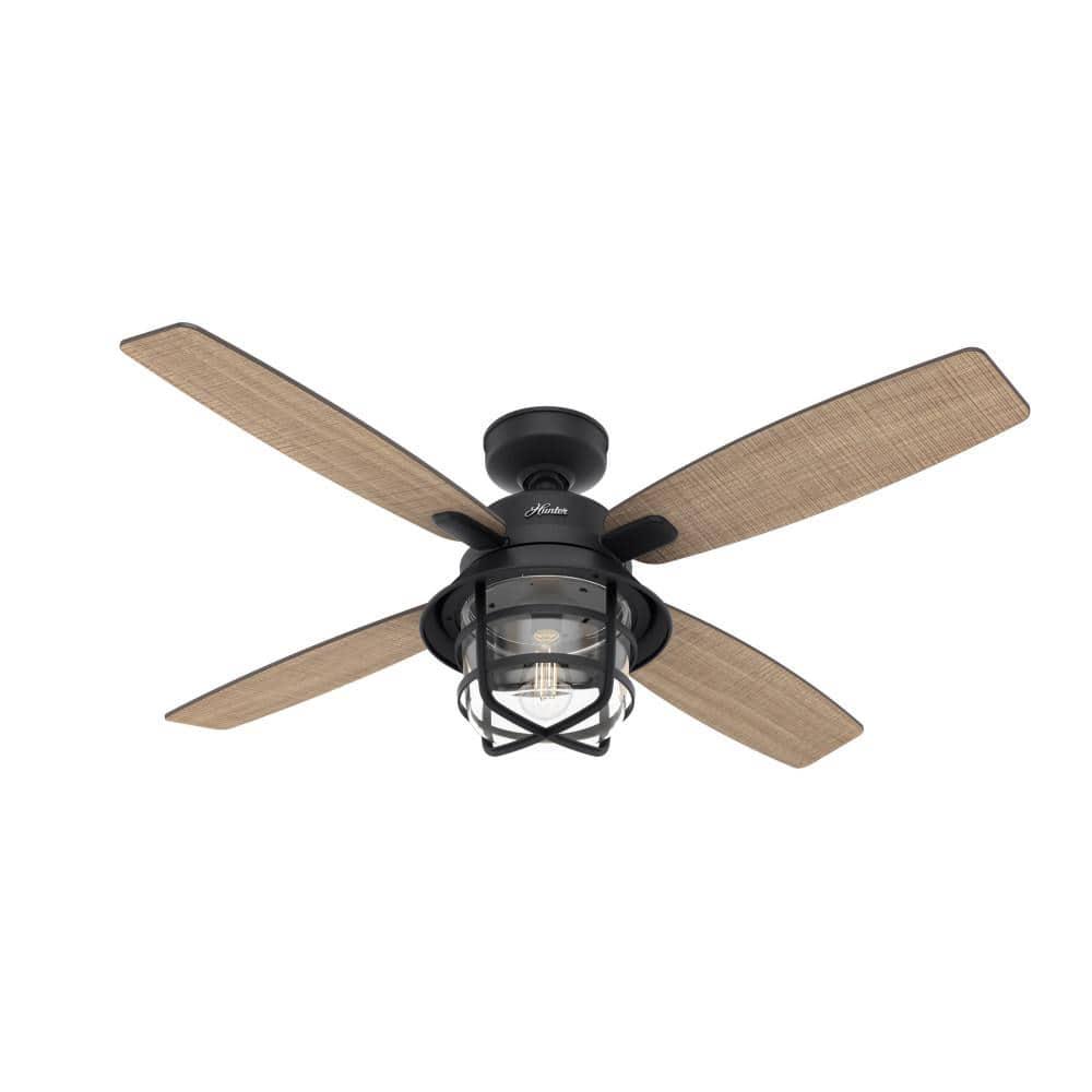 Hunter Port Royale 52 in LED IndoorOutdoor Natural Iron Ceiling Fan with Light and Remote