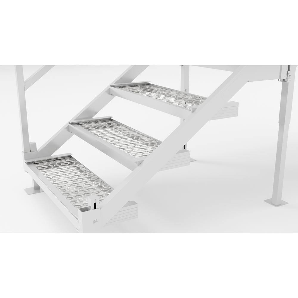 EZ-ACCESS Fortress 29 in. to 42.5 in. H OSHA Compliant Aluminum 4-Riser Stair System with Grip Grate Tread and Platform FORGG2942