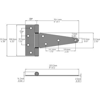 Everbilt 6 in. x 6 in. Zinc-Plated Heavy-Duty Tee Hinge 13618