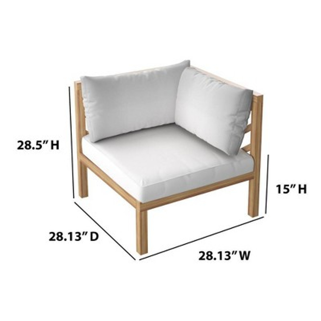 Outdoor Acacia Sectional Corner Sofa Seat - White - TK Classics