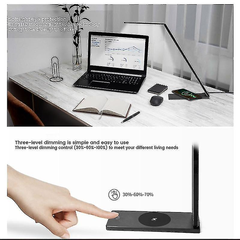 Wireless Charging Led Desk Lamp 10w Portable Dimmable Foldable Desk Light Eye Protect Reading Light