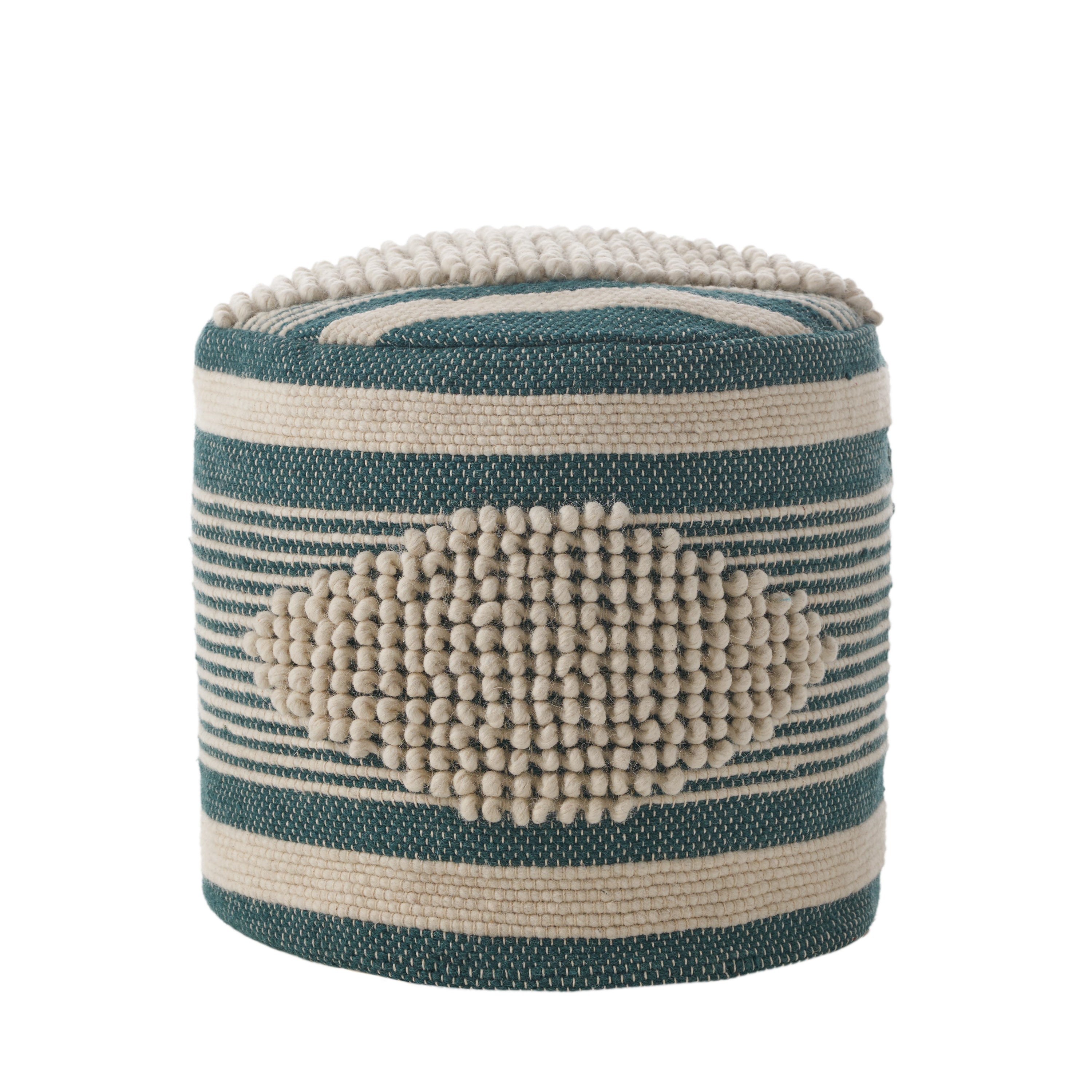 Villard Boho Handcrafted Fabric Cylinder Pouf