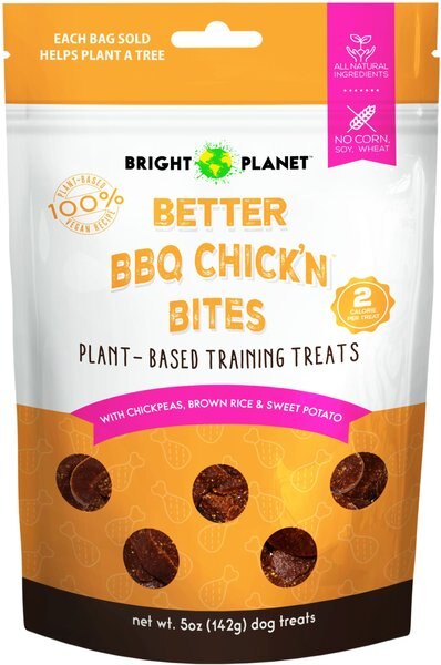 Bright Planet Pet Better BBQ Chick'n Chicken Flavored Soft and Chewy Dog Training Treats， 5-oz bag