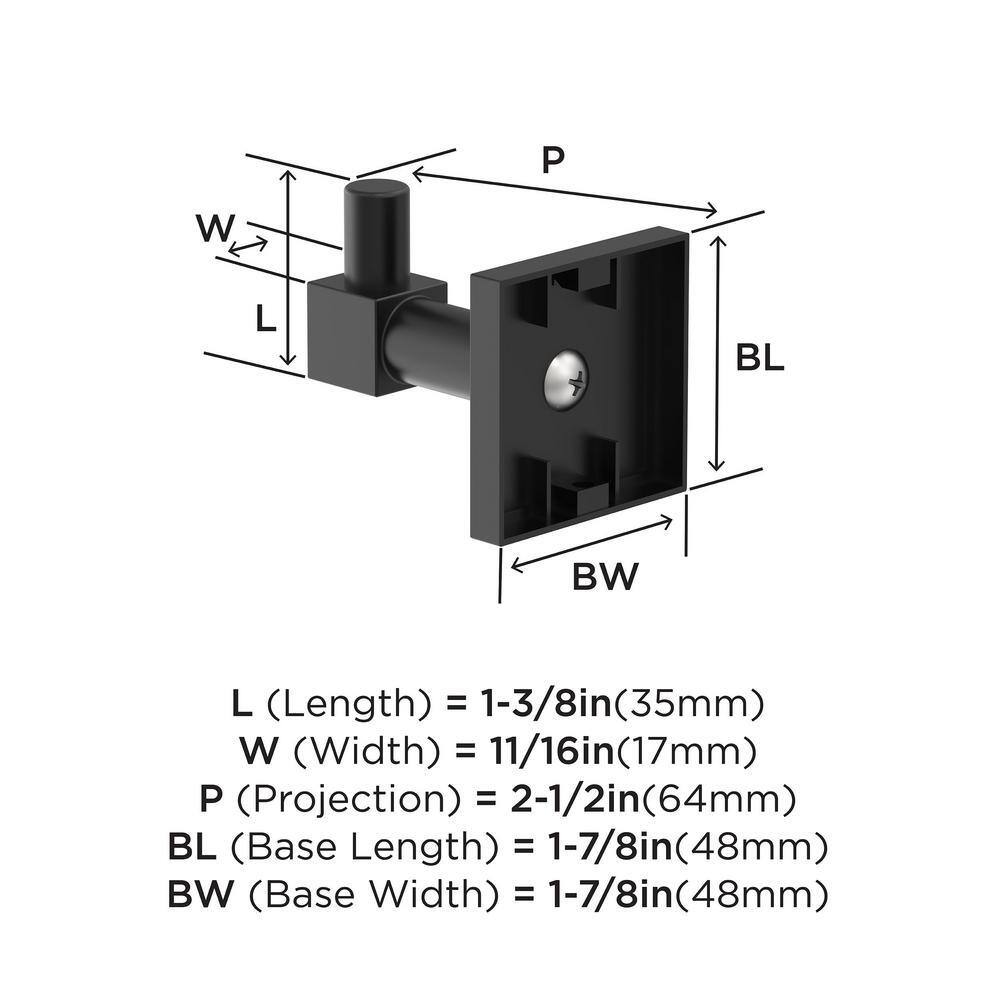 Amerock Appoint Knob Single Robe Hook in Matte Black BH36070MB