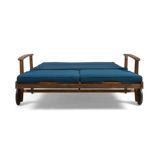 Perla Acacia Wood Double Chaise Lounge by Christopher Knight Home