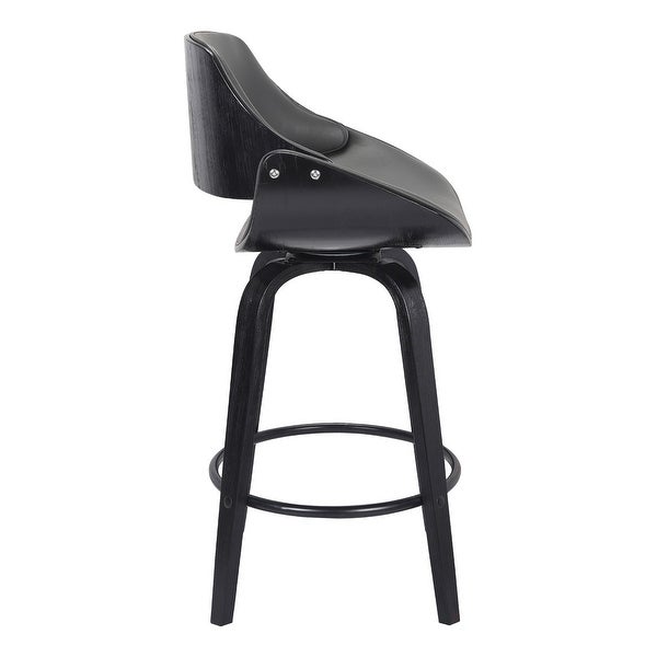 26 Inch Leatherette and Wooden Swivel Barstool - 37.5 H x 20.5 W x 19.5 L Inches