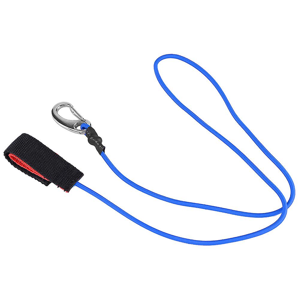 Elastic String Boating Kayak Paddle Safety Rod Leash With Carabiner For Paddling Blue