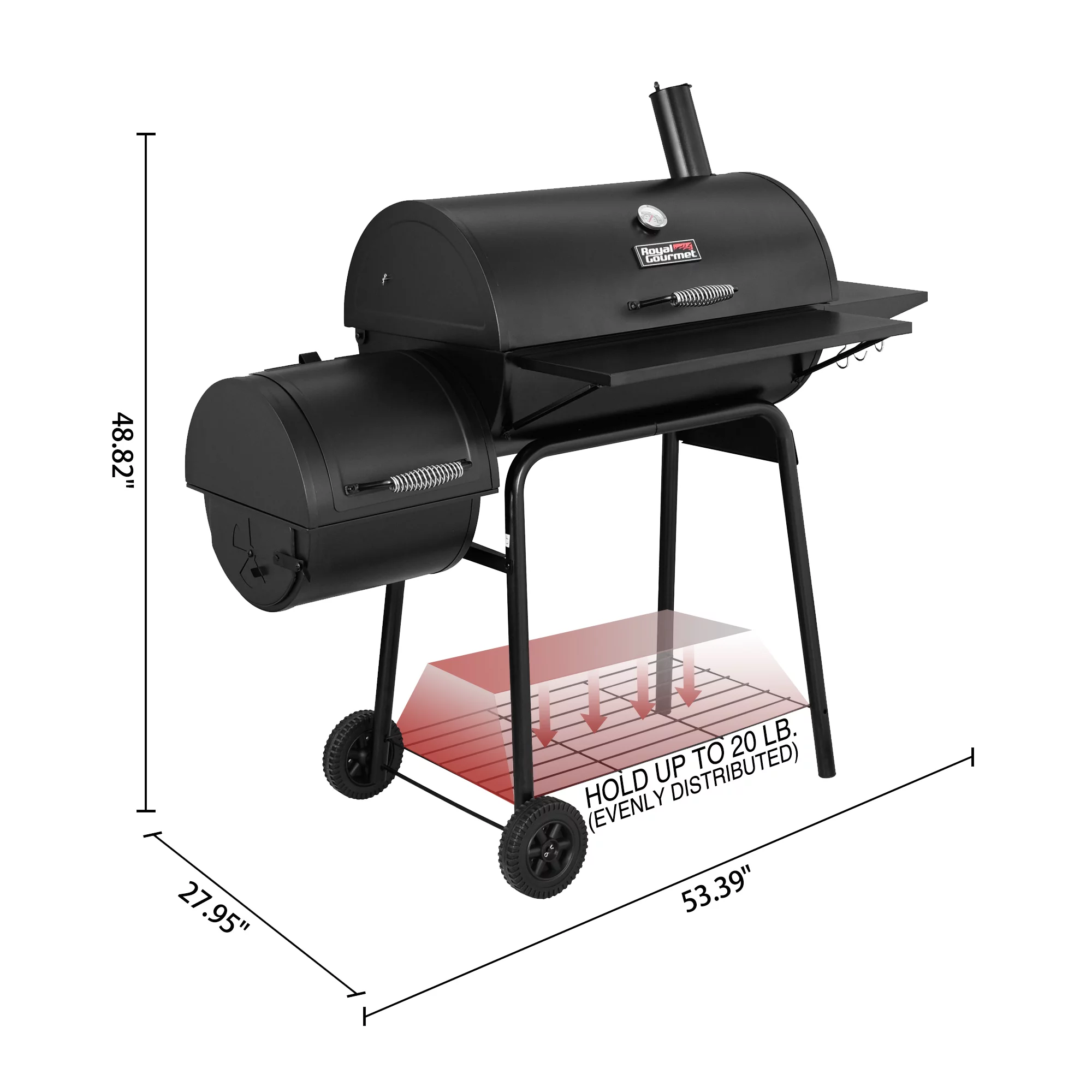 Royal Gourmet 30 CC1830S Charcoal Grill with Offset Smoker