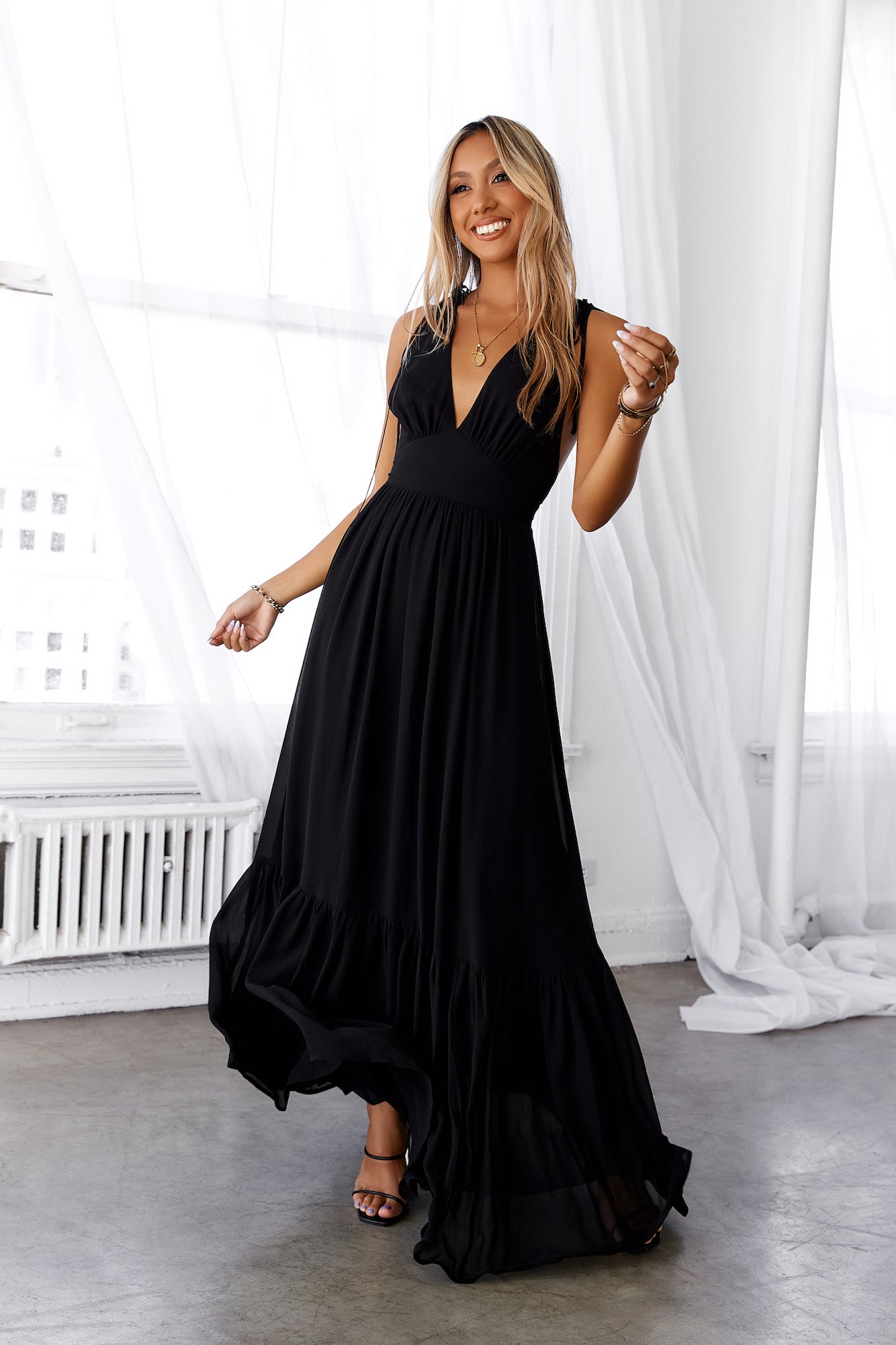 HELLO MOLLY Stand Out Heart Maxi Dress Black