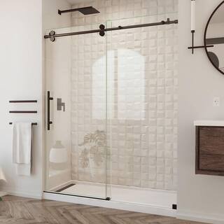 DreamLine Enigma-XO 56-60 in. W x 76 in. H Fully Frameless Sliding Shower Door in Oil Rubbed Bronze SHDR-61607620-06