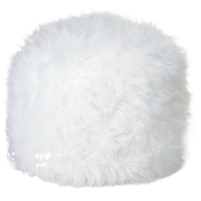 Furry White Ottoman Pouf or Seat